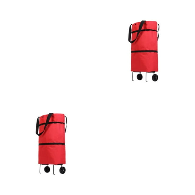 VONKY Cloth Shopping Bags Large Capacity Foldable And Portable Oxford Fabric And Metal Multifunctional red 2Set