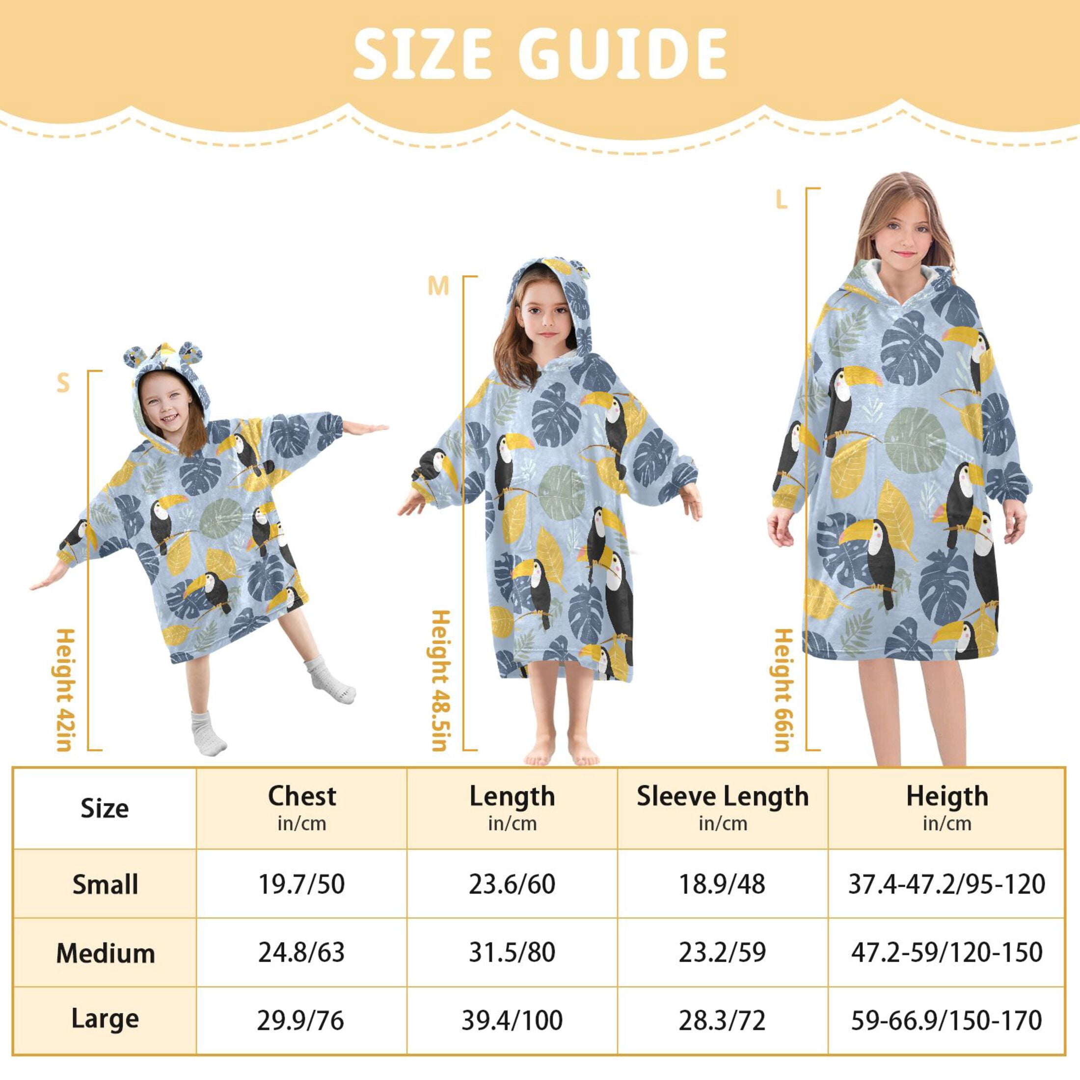 joogoo Blanket Hoodie for Toucan Palm Leaves Oversize Sweatshirt 3-14 YR L