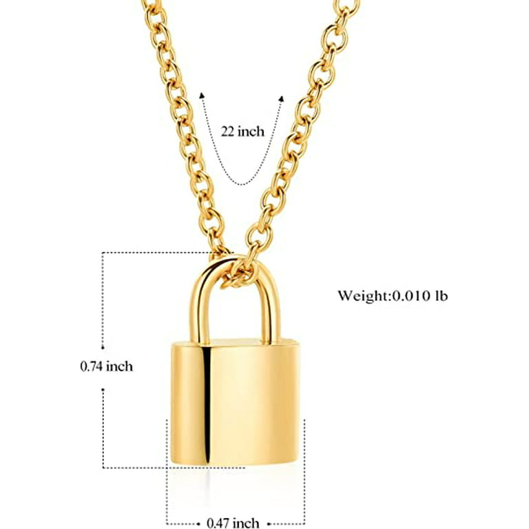 Padlock Necklace Stainless Steel Lock Chain for Men Women Cremation Jewelry for Ashes Urn Necklace Keepsake Memorial Punk Lock Pendant Ashes Holder