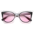 thumbnail image 1 of sunglassLA Unisex Women's Fashion Two-Tone Crystal Clear Edged Cat Eye Sunglasses (Black-Black / Pink) - 51mm, 1 of 4