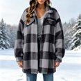 thumbnail image 6 of cocolona Oversized Plaid Jacket for Women Lapel Long Sleeve Button Down Overcoat Casual Fleece Winter Warm Outerwear, 6 of 7