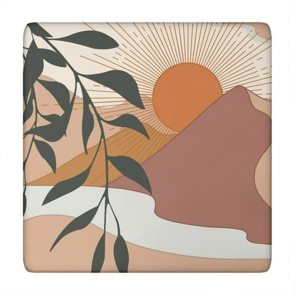 34x34 Inch Square Tablecloth with Elastic Edge, Colorful Boho Floral Design for Card Tables, Patio and Kitchen Use