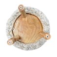 thumbnail image 4 of Handwoven Pouf Wooden Stand Light Grey, 4 of 4