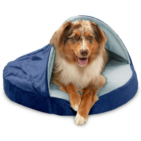 UPC: 0815181028848 | FurHaven Pet Products Microvelvet Snuggery Orthopedic Pet Bed for Dogs & Cats – Navy  26  Base