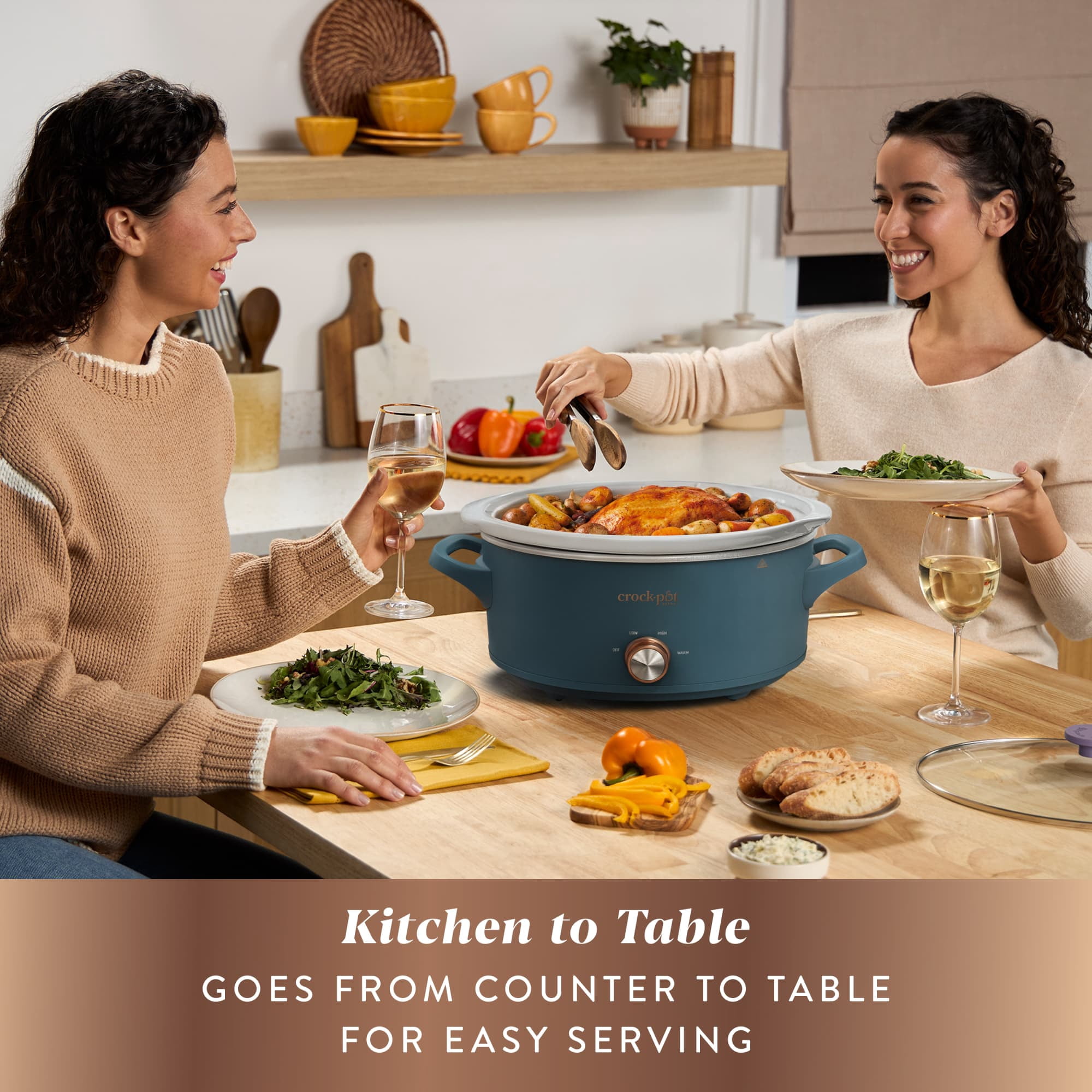 Crock-Pot 7 Quart Manual Slow Cooker with 3 Heat Settings, Large Slow Cooker with Dishwasher Safe Stoneware Pot, Denim