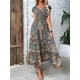 thumbnail image 1 of HH Women's Bohemian Style 2023 New V-neck Long Skirt Waist-Tight Floral Print Large Swing Dress, 1 of 1