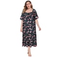thumbnail image 2 of Sunsent Women's Plus Size Nightgown Comfy Short Sleeve Sleepwear Full-Length Floral Printed Square Neckline Sleepshirt Loungewear XL-5XL, 2 of 8