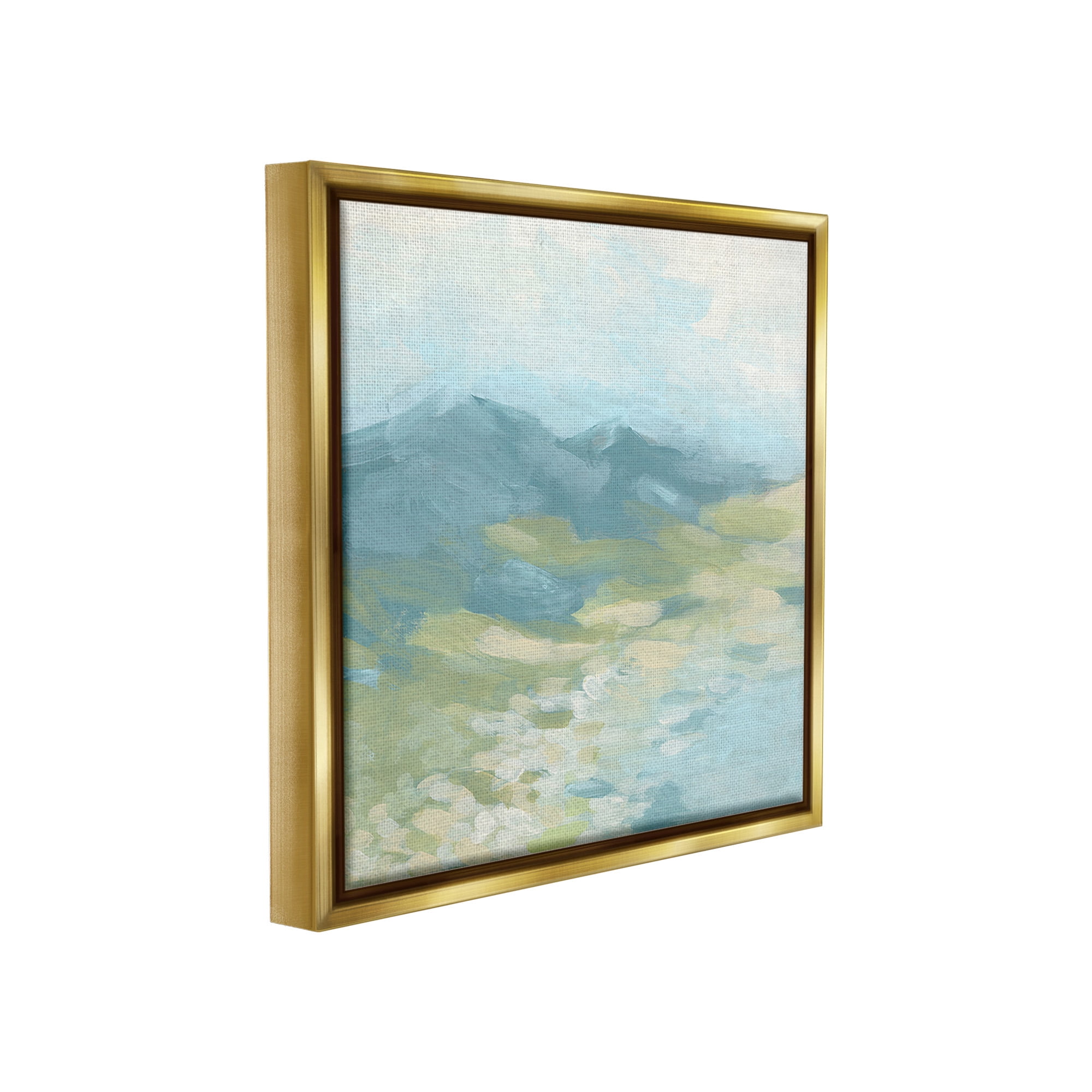 Stupell Industries Misty Mountain Valley Landscape Painting Gold Floater Framed Canvas Art Print Wall Art, 25 x 25