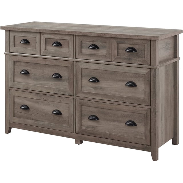 Odette 52" 6-Tiroir Tasse Poignée Encadrée Chambre Commode en Lavage Gris