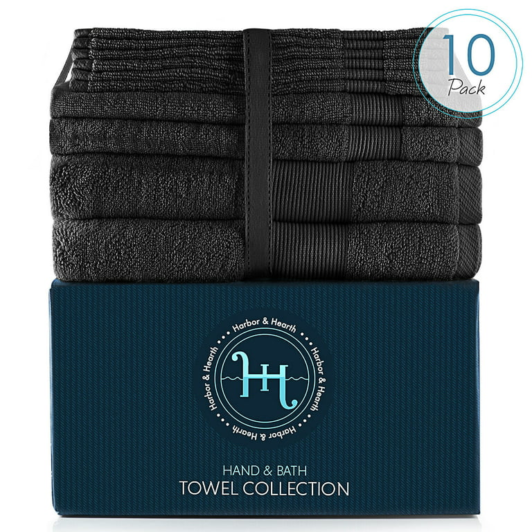 10Pc Towel Set Bath Towels Hand Towels Washcloths 100% Cotton 600 GSM Ultra  Soft