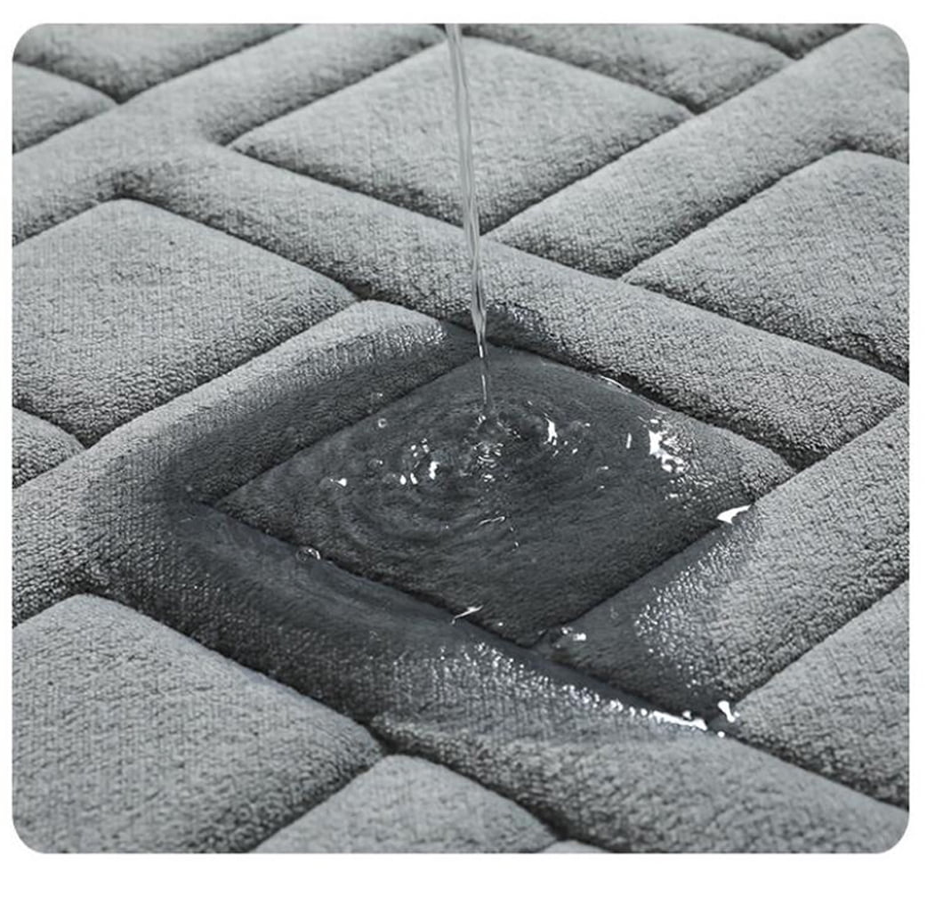 FUDAKUNA Memory Foam Bath Rug Absorbent Anti-Slip 18"x30" Gray Geometric Pattern Bathroom Mats Washable