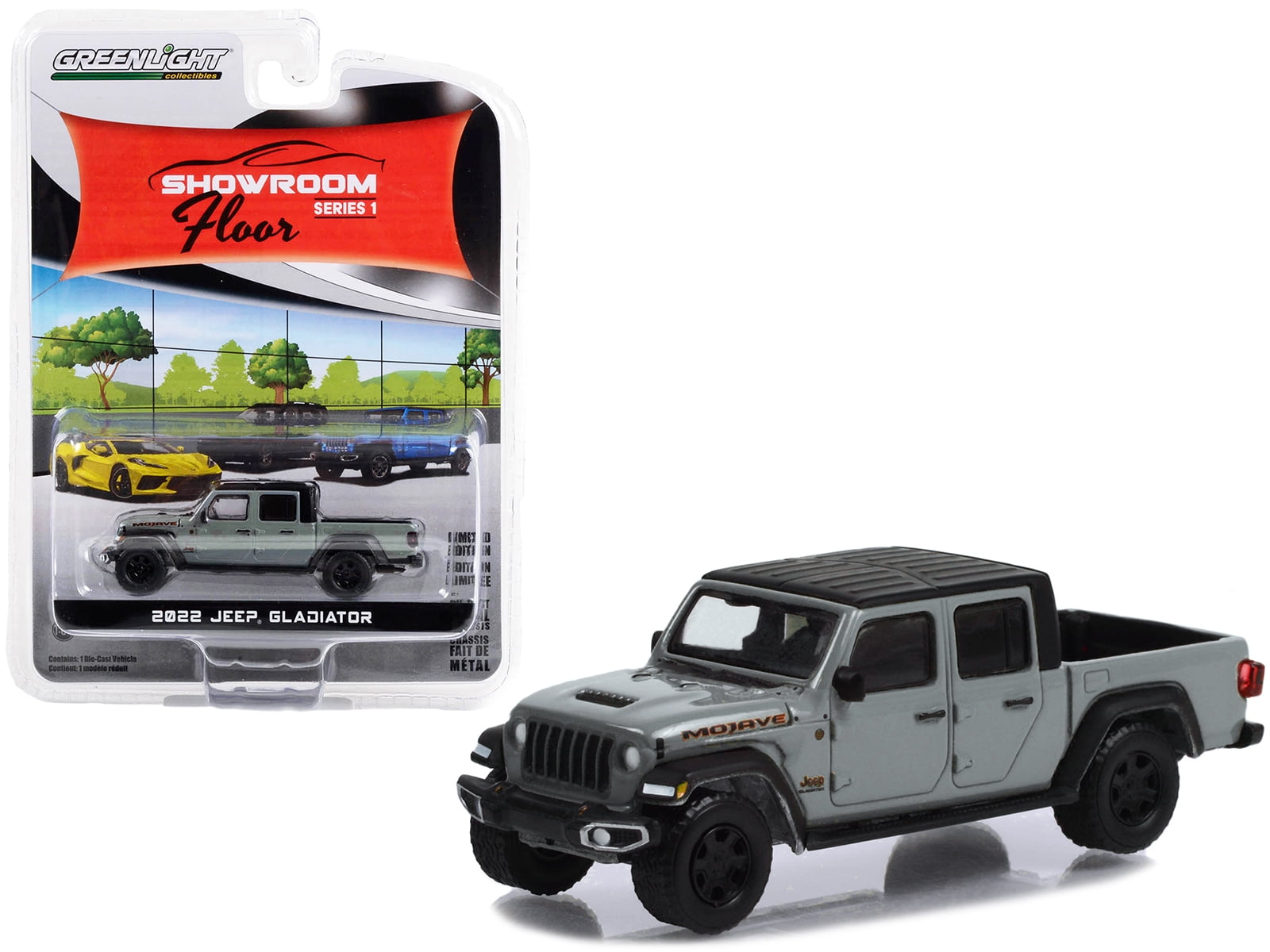 Diecast 2022 Jeep Gladiator Mojave Pickup Truck Sting Gray with Black Top "Showroom Floor