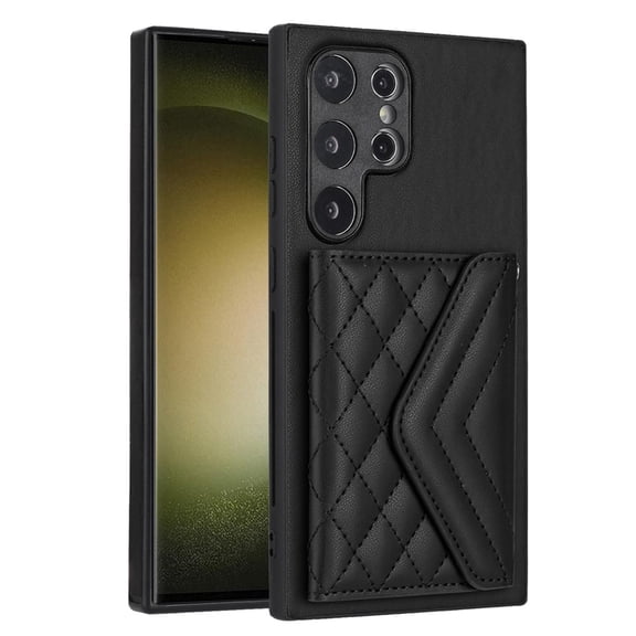 for Samsung Galaxy S24 Ultra Slim Case with Card Holders and Strap for Women, Samsung Galaxy S24 Ultra Phone Case Wallet PU Leather Kickstand RFID Blocking Flip Shockproof Wallet Case - Black