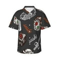 thumbnail image 2 of Yiaed Japanese Sushi Hashi Print Hawaiian Shirt for Men Short Sleeve Button Down Shirts Beach Shirts for Men-Medium, 2 of 5