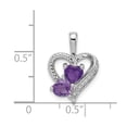 thumbnail image 2 of White Sterling Silver Charm Pendant Amethyst Heart Purple Diamond Round, 2 of 2