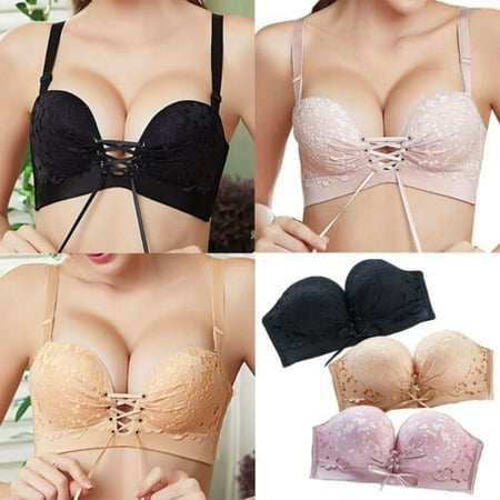 Women Multiway Strapless Bra Boost Push up Plunge Thick Padded Lingerie
