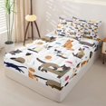thumbnail image 2 of jejeloiu Cartoon Cat Animal Zipper Twin Comforter Sets with Fitted Sheet and 2 Pillowcases Kids,Cute Kitten Pattern Zipper Bedding Set,Reversible,4 Pieces, 2 of 7