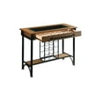 thumbnail image 4 of 19" X 53" X 41" Walnut Black Metal Wood Glass Bar Table, 4 of 5