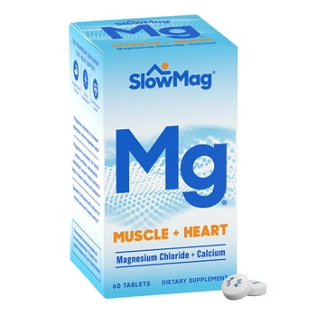 SlowMag Mg Muscle + Heart Magnesium Chloride Supplement s with Calcium 60ct