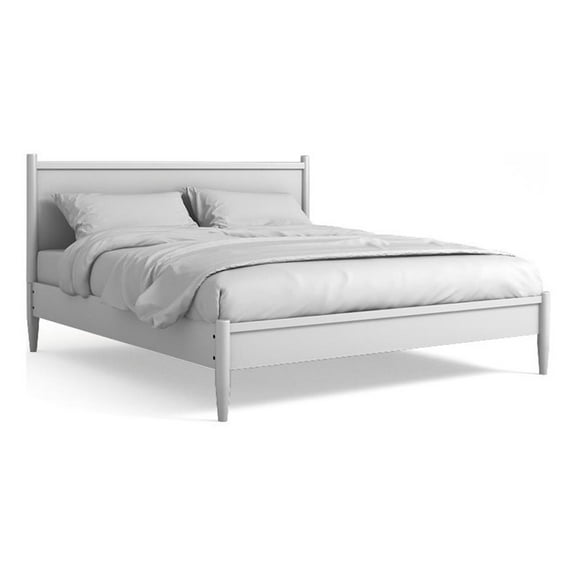 FOA Belkor Solid Wood White Full Platform Bed with 8" Memory Foam Mattress