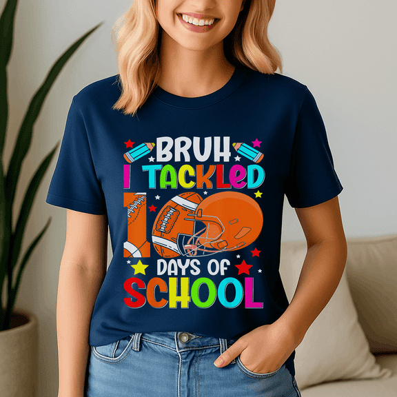 Bruh I Tackled 100 Days Of School 100Th Day Football For Boy, 100 Days of School Shirt,100 Day TShirt,Back to School Tee,Teacher Gift