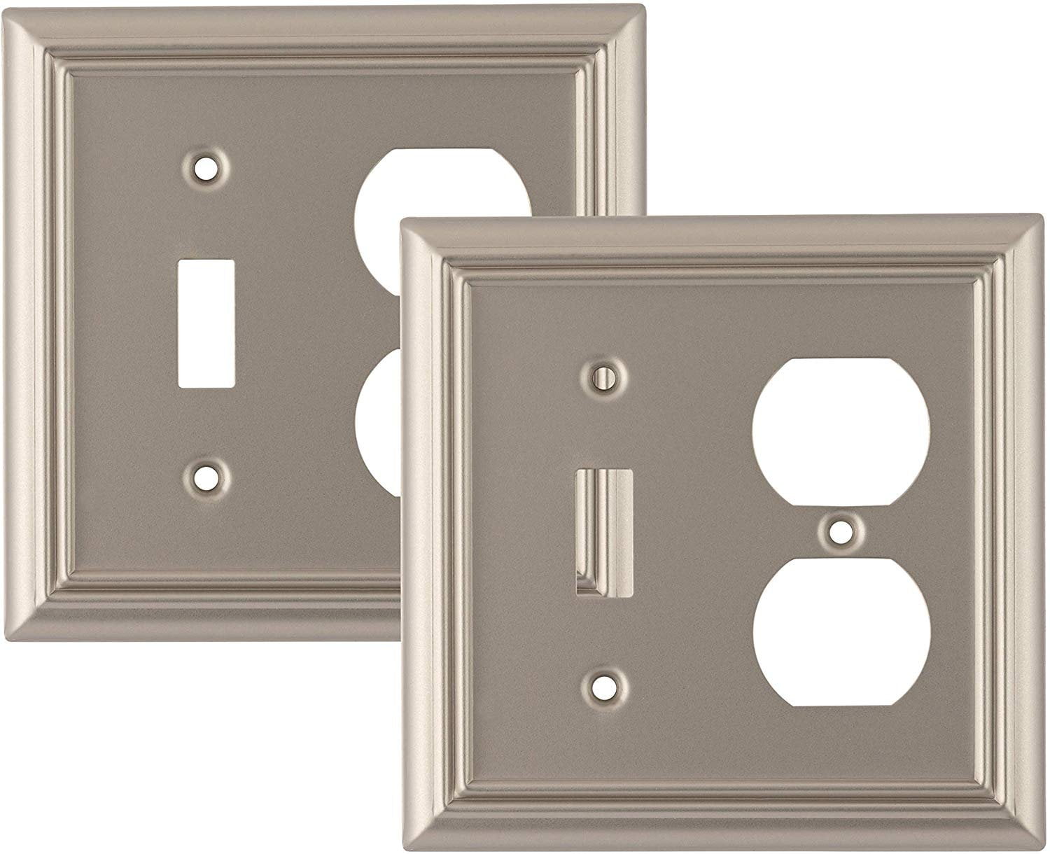 Sleeklighting 2 Pack Decorative Beveled Satin Nickel Outlet Covers
