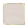 thumbnail image 2 of Balsa Circle 10 Concave Taupe 10" Square Disposable Salad Dinner Plastic Plates Gold Trim Party Events Decorations, 2 of 8