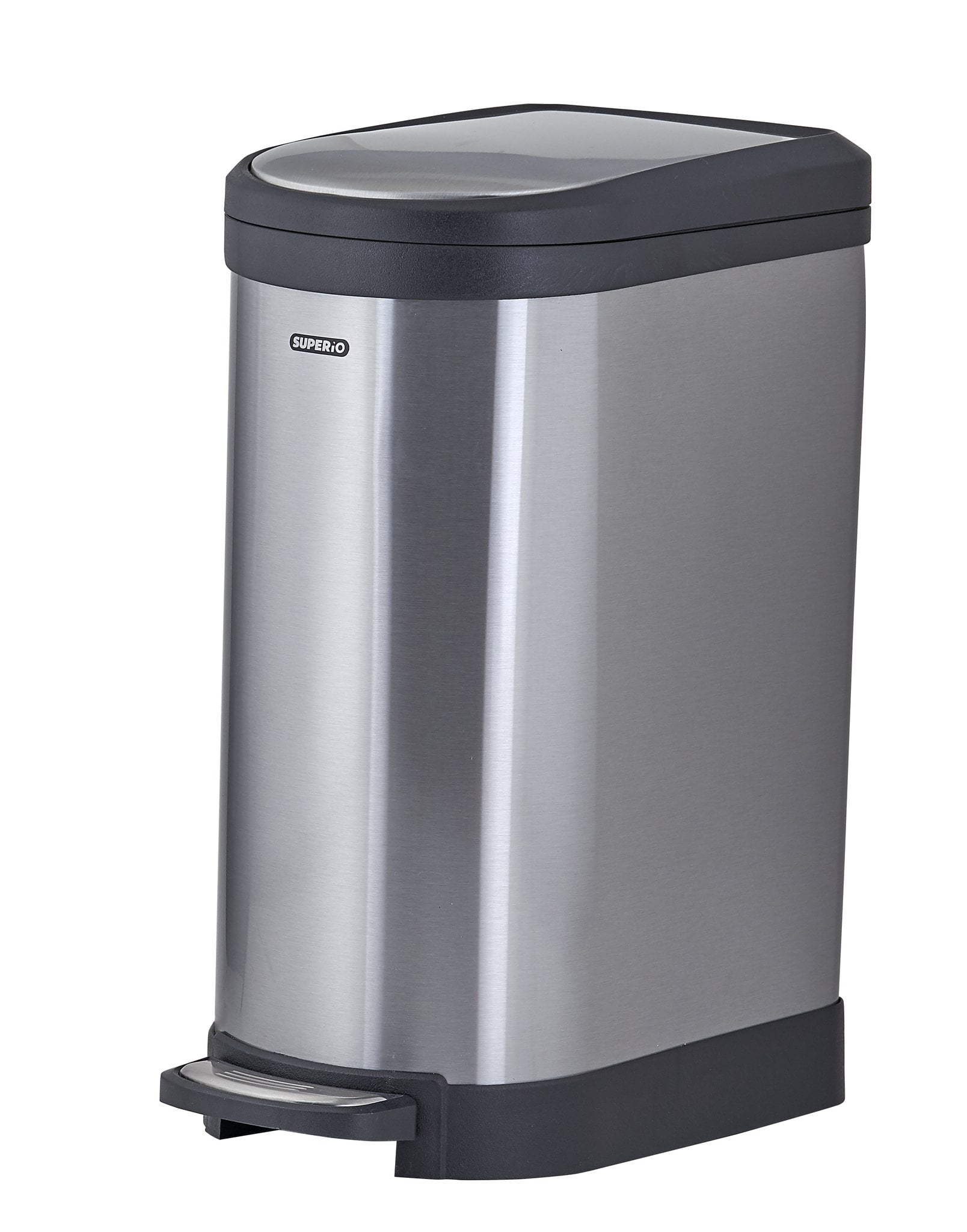 Superio Stainless Steel Garbage Pail - 10 Liter / 2.6 Gallon Narrow Narrow Stainless Steel Trash Can