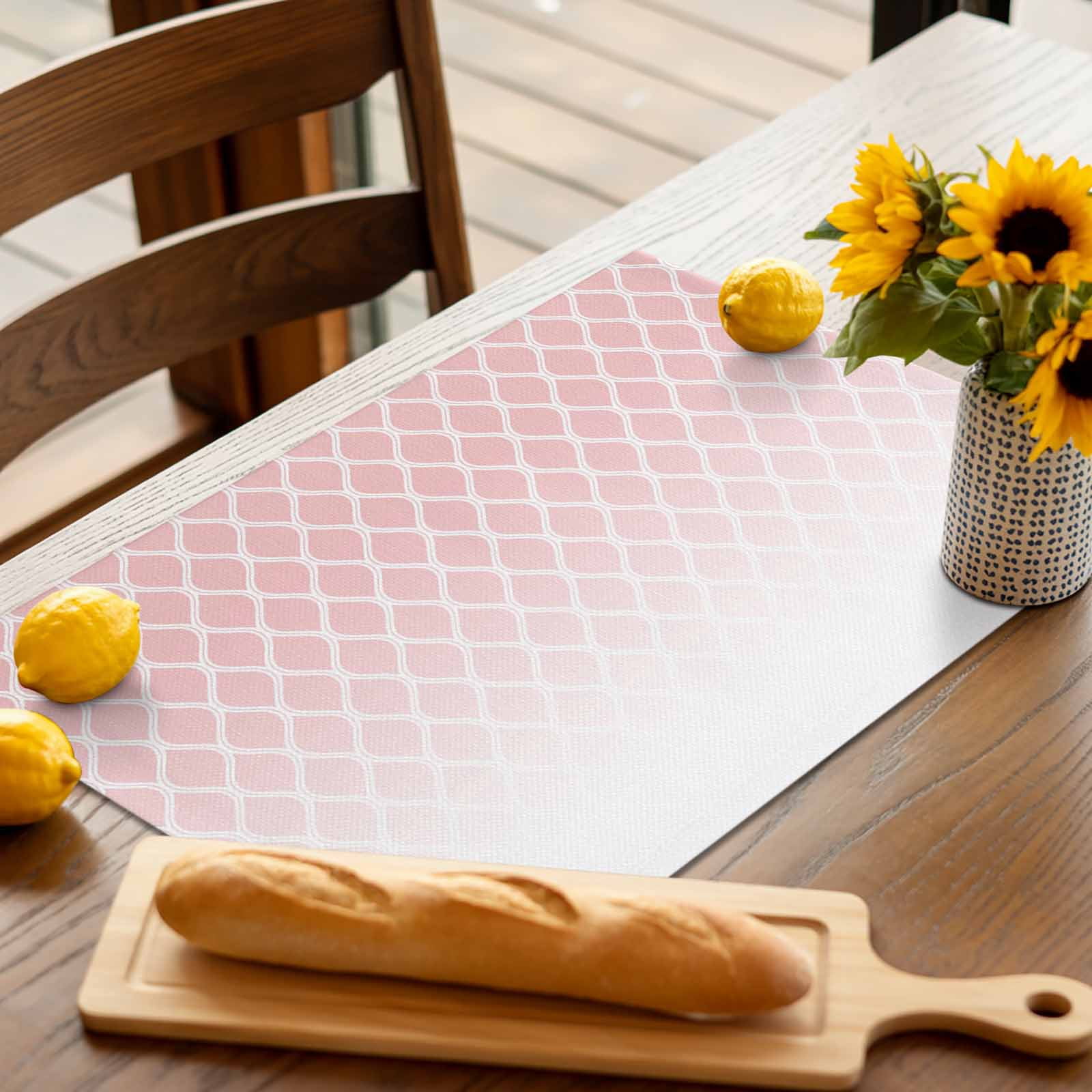 Placemats Set of 4, Pink Geometric Placemats Set of 4, Ombre Lines Rhombus Pattern Tablemats Washable Placemat Table Decoration for Kitchen Table Dinner Party Home Decor Indoor Outdoor 13x19 Inch