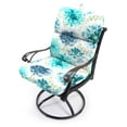 thumbnail image 4 of Jordan Manufacturing 45" x 22" Gardenia Seaglass Blue Floral Rectangular Outdoor Chair Cushion with Ties and Hanger Loop, 4 of 14
