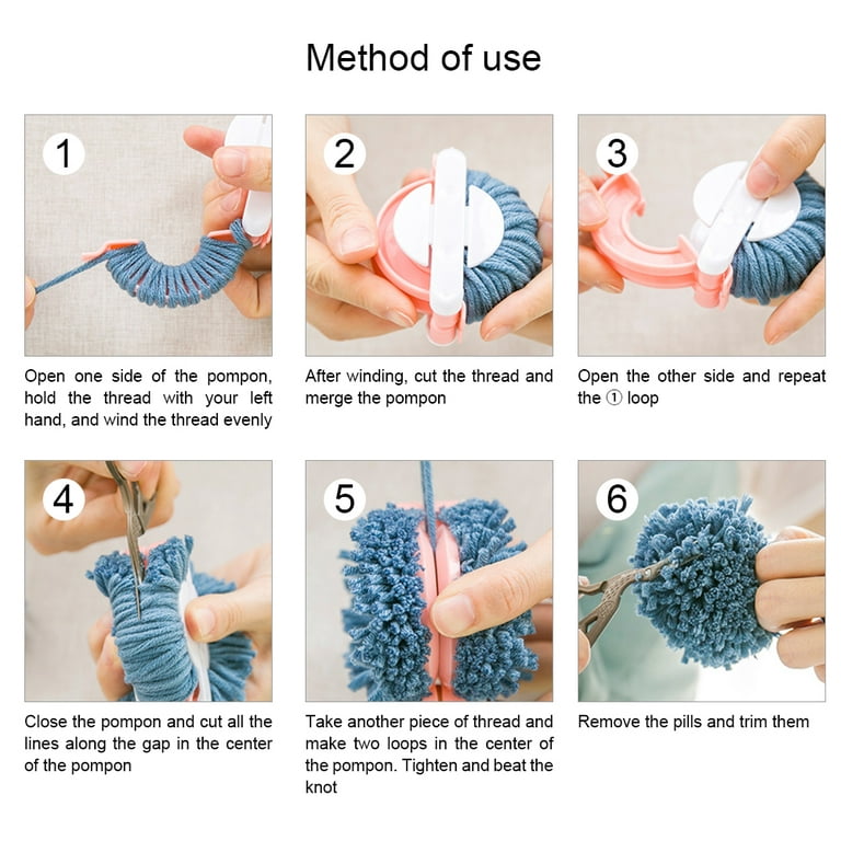 Pompom Maker,4 Sizes Pom pom Makers for Fluff Ball Weaver Needle Craft DIY  Wool Knitting Craft Tool Set Decoration (16)