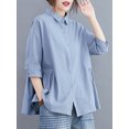 thumbnail image 4 of Camisas sueltas para mujer Camisas casuales sueltas con botones sólidos de manga 3/4 Abanopi Jerseys de mujer, 4 of 7