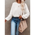 thumbnail image 3 of Asyoly Women's Crew Neck Chunky Knit Sweater Long Lantern Sleeve Casual Oversized Pullover Cute Jumper Solid Color Tops, 3 of 8