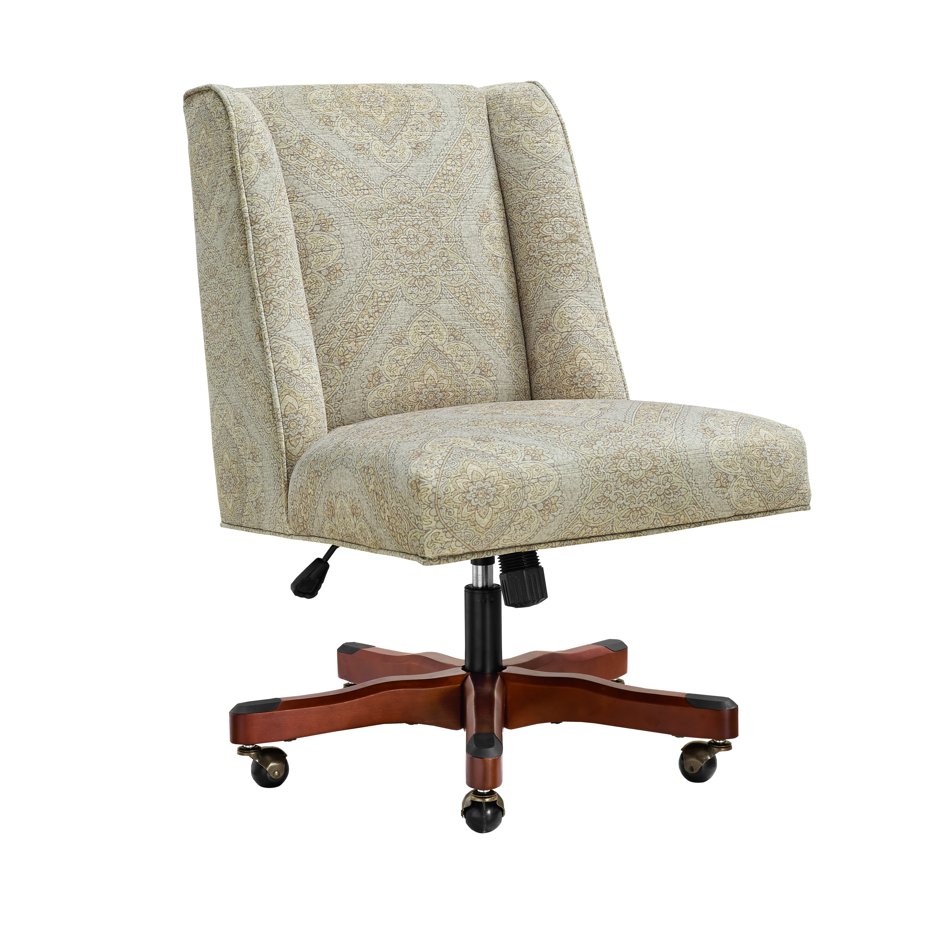 High Back Office Chair Upholstered Armless Executive Wood Base