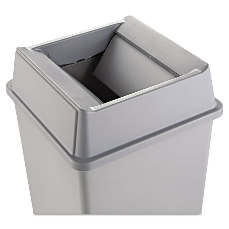 Untouchable Square Swing Top Lid, Plastic, 20.13w x 20.13d x 6.25h, Gray Untouchable Square Swing Top Lid, Plastic, 20.13w x 20.13d x 6.25h, Gray