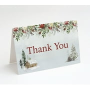 Evergreen Christmas Thank You Cards (25 Count)