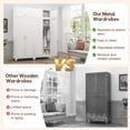 thumbnail image 4 of Polup 86" H Adult Steel Wardrobe Closet, Modern Sturdy White Armoire Cabinet with Hanging Rod & Shelves for Adult Bedroom, 4 of 10