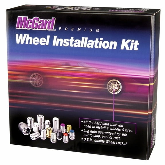 McGard 84658 Chrome/Black (M12 x 1.5 Thread Size) Cone Seat Wheel Installation Kit for 6-Lug Wheels