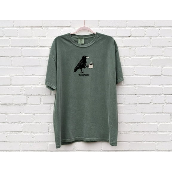 Raven Crow Coffee Shirt, Halloween Fall Tee, Gift for Coffee Lover, Men's Women's Halloween Shirt Gift