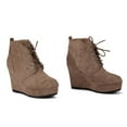 thumbnail image 7 of Wovix Women's Ankle Boots Wedge Platform Bootie Round Toe Lace up Wedge Heels Boots for Party Evening Shoes Trendy Daily Work Khaki 36, 7 of 7