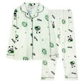 thumbnail image 4 of ManxiVoo Soft Breathable Button Down Lounge Set Long Sleeve Pajamas for Women Relaxing Sleepwear M Size Light Green, 4 of 4