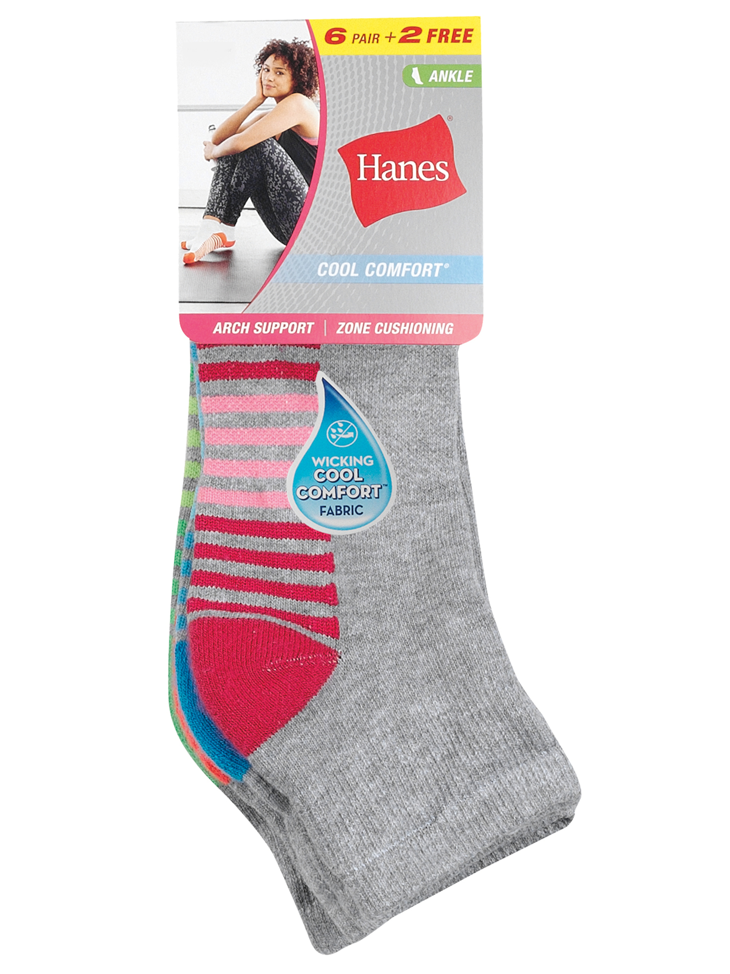 Hanes sport cool comfort ankle socks (women's), 6+2 bonus pack - image 4 of 4
