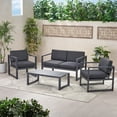 thumbnail image 3 of Roomfitters 4 Pcs Patio Furniture Set with Loveseat, 2 Comfortable Chairs, and Stylish Coffee Table, Durable Aluminum Frame in Dark Grey with Plush Cushions for Outdoor, 3 of 6