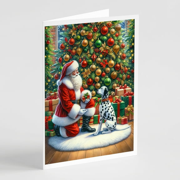 Dalmatian and Santa Claus Greeting Cards Pack of 8 7 in x 5 in