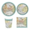 Travel themed Retirement Party Supplies Disposable Cutlery Set Map Dinner Dessert Plate Napkins Paper Cups for Retirement Travel Themed Party Decorations Supplies