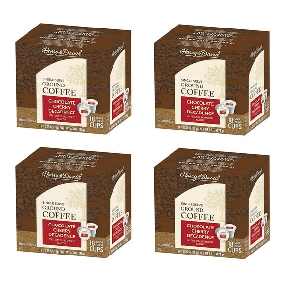 Harry & David Chocolate Cherry Decadence Single Serve Coffee, 4 box (18 count each)