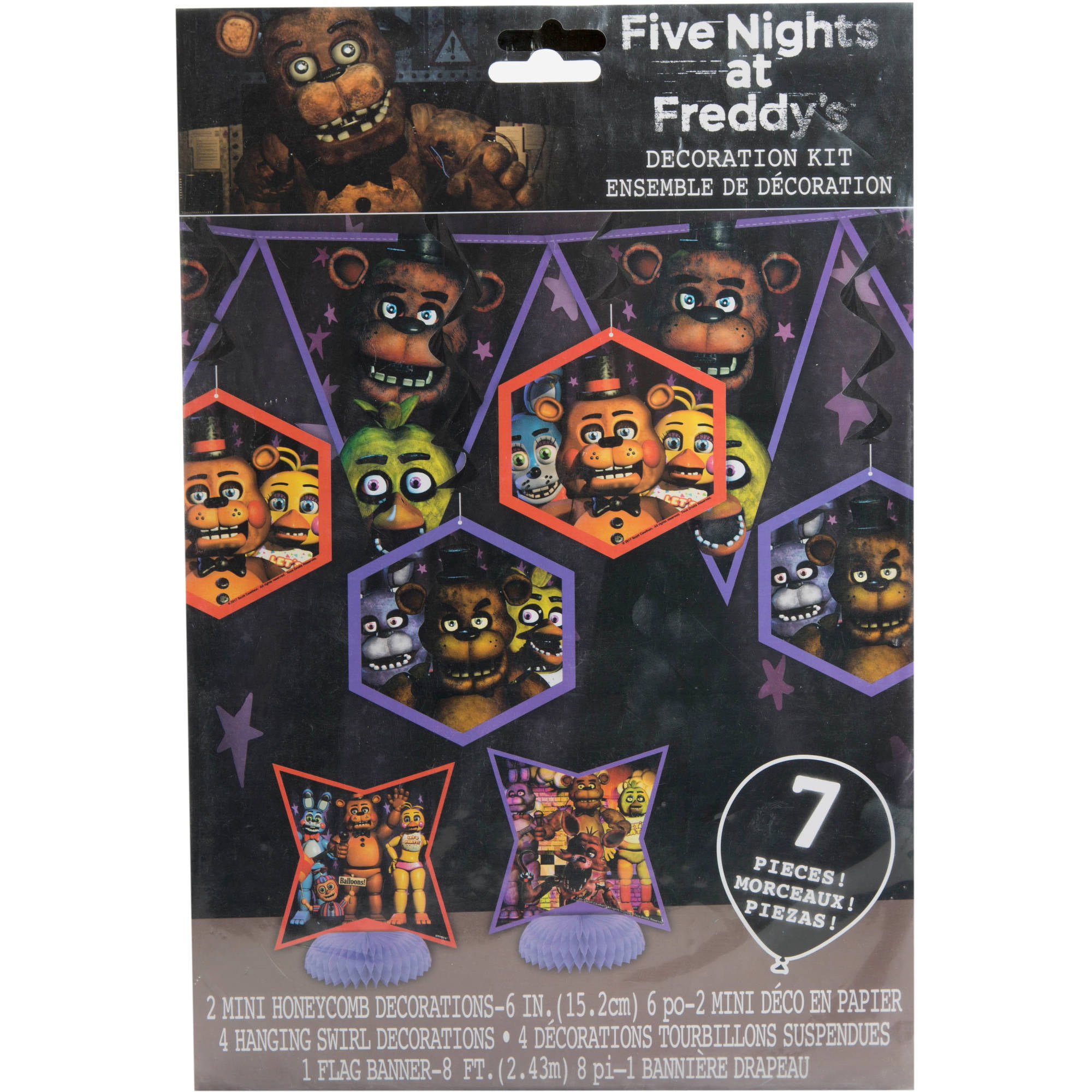  Five Nights at Freddy Party Supplies Set, Banner, Balloons,  Hanging Swirls, Cake Topper, Cupcake Toppers, Five Nights at Freddy Party  Decorations for Boys and Girls : Toys & Games