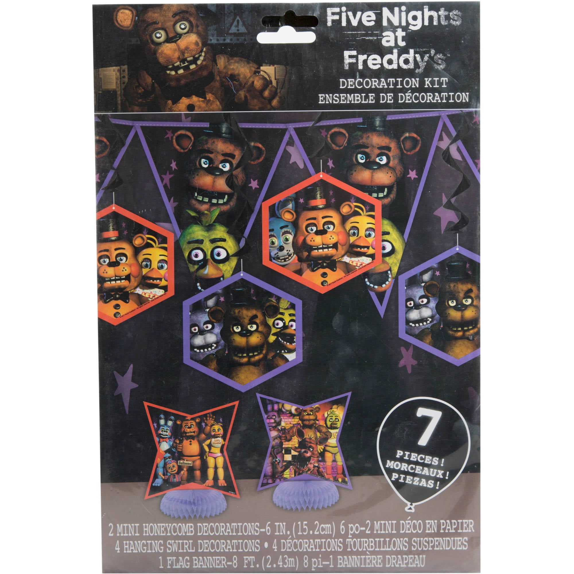 Five Nights at Freddy Party Supplies Set, Banner, Balloons, Hanging Swirls, Cake Topper, Cupcake Toppers, Five Nights at Freddy Party Decorations