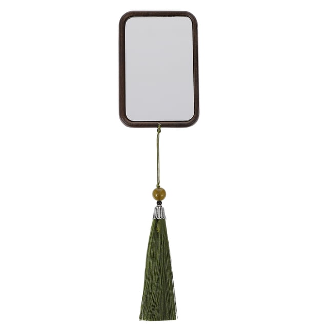 MasteelfCA Exquisite Makeup Mirror with Tassel Creative Cosmetic Tool Wooden Travel Mirror