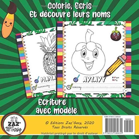 J Apprends Le Malagasy Avec Des Coloriages Les Fruits Livre De Coloriage Et D Ecriture En
